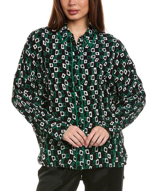 Diane von Furstenberg Green Alona Blouse
