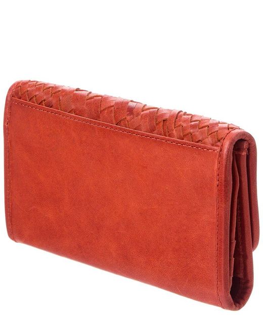 Frye Red Melissa Basket Woven Leather Wallet
