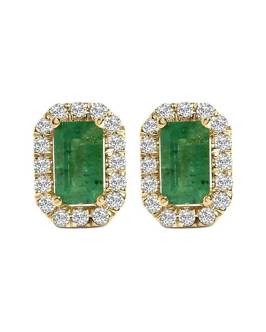 Haus of Brilliance Green Colorful Gemstones 14K 0.84 Ct. Tw. Diamond & Emerald Stud Earrings