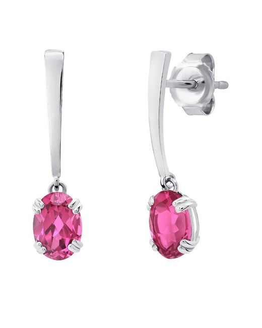 MAX + STONE Max + Stone 14k 1.80 Ct. Tw. Created Pink Sapphire Dangle Earrings