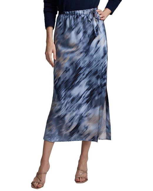 NIC+ZOE Blue Romance Silk-Blend Slip Skirt