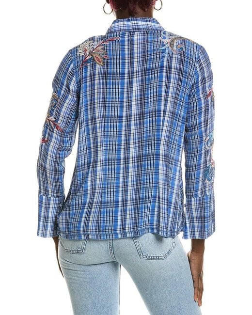 Johnny Was Blue Alexa Silk Top