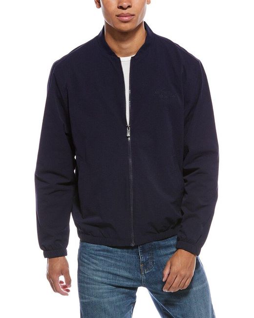 Scotch & Soda Blue Seersucker Zip Jacket for men