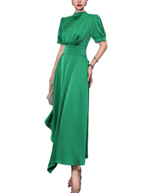 BURRYCO Green Solid Midi Dress