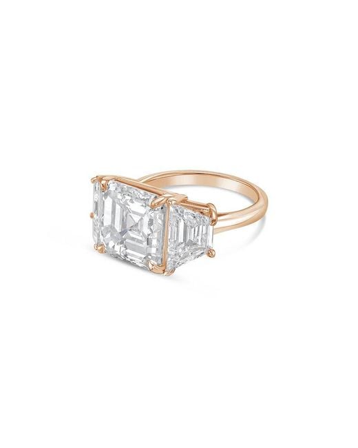 Diana M White Diana M. 18K Rose 16.50 Ct. Tw. Lab-Grown Diamond Three-Stone Ring