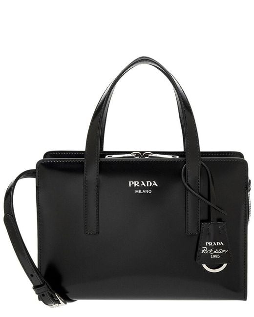 Prada Black Re-edition 1995 Brushed Leather Mini Bag