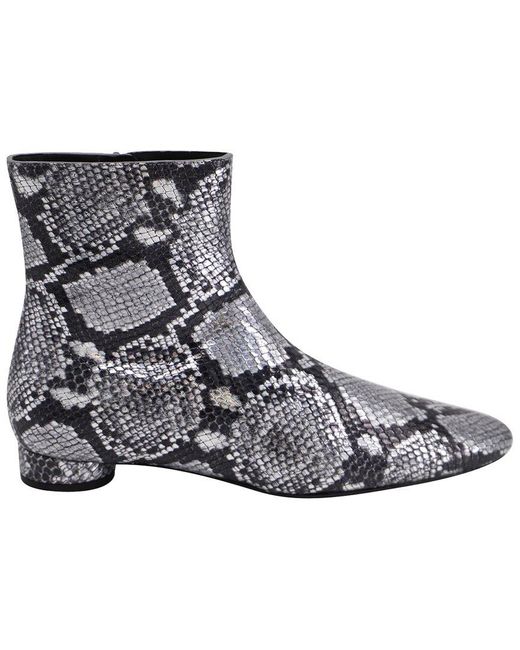Balenciaga Black Leather Oval Block-Heel Snakeskin-Embossed Bootie (Authentic Pre-Loved)