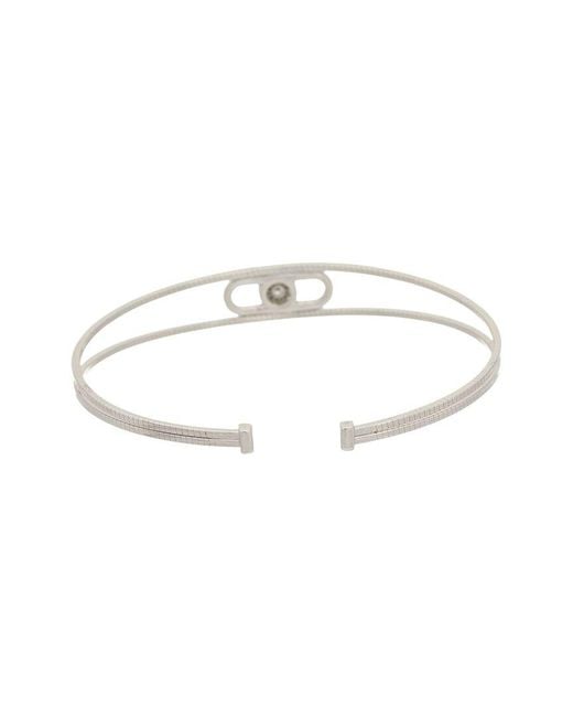 Meshmerise White 18K Plated 0.13 Ct. Tw. Diamond Bangle Bracelet