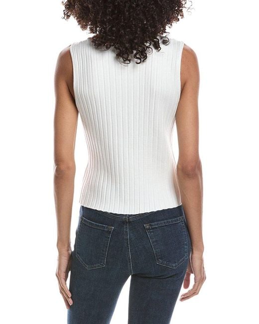Bernardo White Button Up Rib Knit Vest