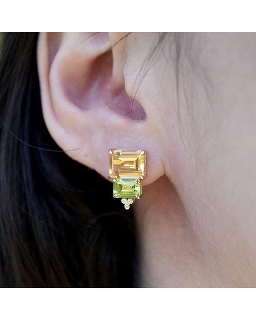 Kai Fine Jewelry Yellow 14K 6.53 Ct. Tw. Diamond & Gemstone Stud Earrings