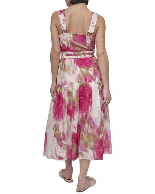 DKNY Pink Straight Neck Midi Dress
