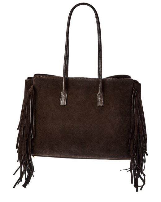 Isabella Rossetti Black Wellsey27 Fringe Suede Tote