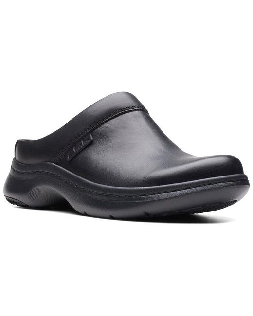 Clarks Black Pro Clog Leather Clog