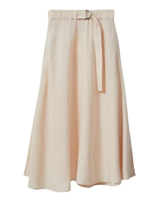 Reiss Natural Kori Ruched Waist Midi Skirt