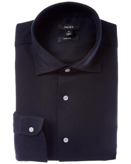 Reiss Blue Chaser Brushed Cotton Casual Shirt for men