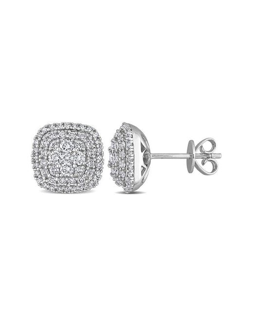 Rina Limor Metallic 14K 0.87 Ct. Tw. Diamond Halo Cluster Studs