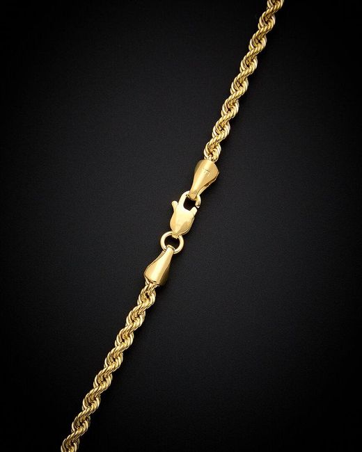 Italian Gold Black 14k Hollow Rope Necklace