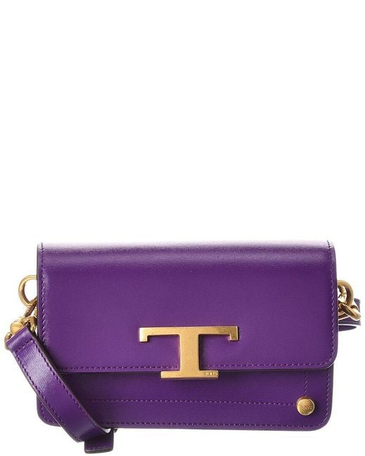 Tod's Purple Leather Shoulder Bag