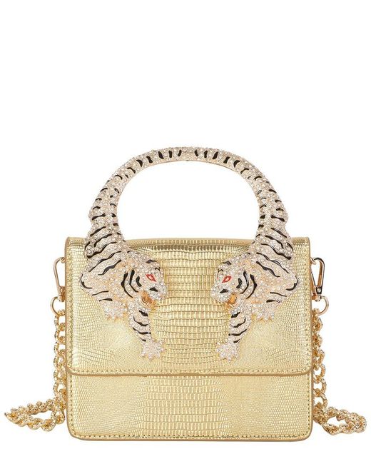 Tiffany & Fred Paris Metallic Croc-Embossed Leather Shoulder Bag