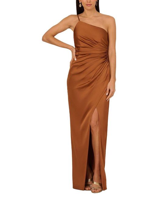 ADRIANNA EVE Brown Solid Maxi Dress