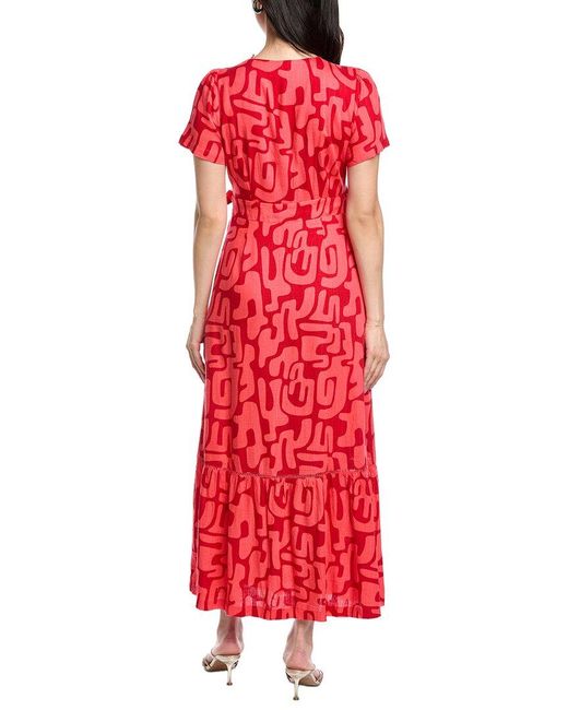 LOST AND WANDER Red Heat Wave Linen-Blend Maxi Dress