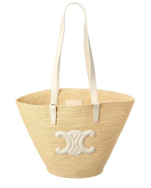 Céline Natural Classic Panier Raffia & Leather Tote