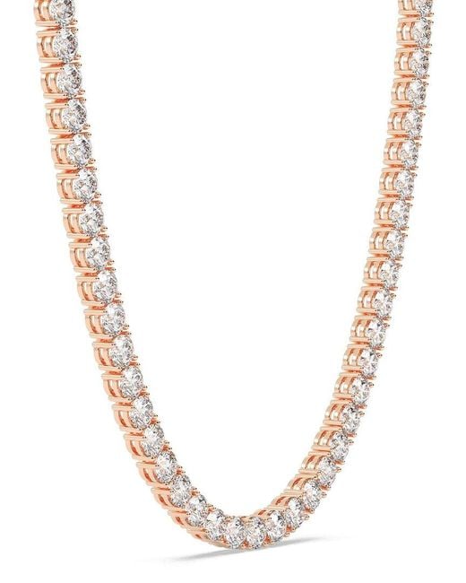 Lab Grown Diamonds Metallic 14K Rose 15.00 Ct. Tw. Lab-Grown Diamond Necklace