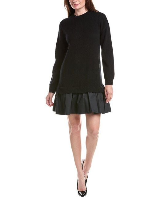 NAADAM Black Premium Wool & Cashmere-Blend Mixed Media Mini Dress