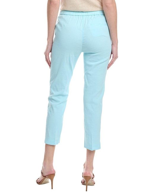 Theory Blue Treeca Linen-Blend Pull On Pant