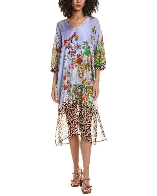 Johnny Was Purple Cadeo Silk Shift Dress