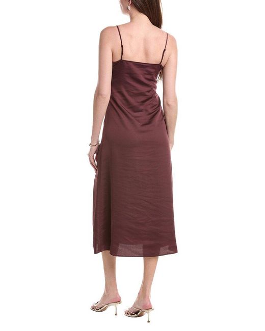 Misook Red Crepe De Chine Slip Maxi Dress