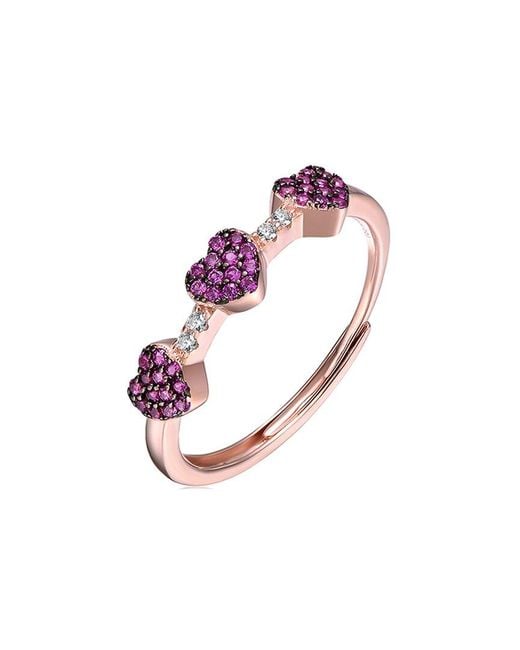 Genevive Jewelry Pink 18k Rose Gold Vermeil Heart Ring