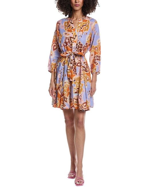 tyler boe Red Gabriella Linen Paisley Mini Dress