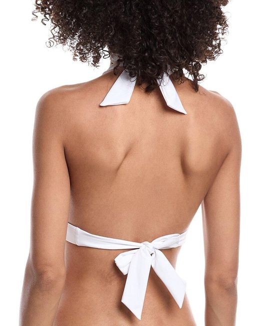MILLY White Solid Carvico Crochet Stitch Bikini Top