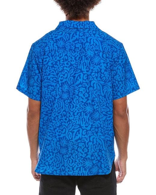 COSTA APPAREL Blue Camp Tech Woven Printed Shirt for men