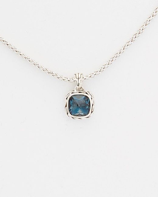 John Hardy White Silver London Blue Topaz Necklace