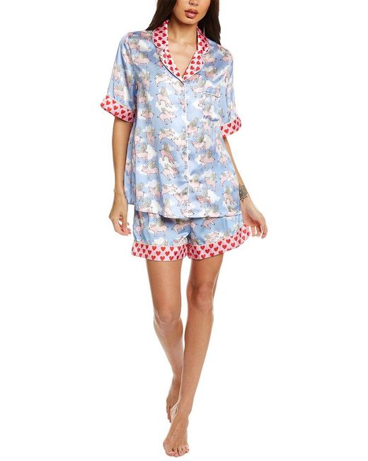 Karen Mabon Blue 2pc Flying Pigs Pajama Set