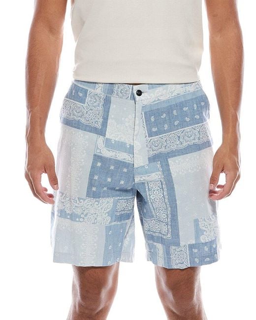 Officine Generale Blue Pierce Bandana Short for men