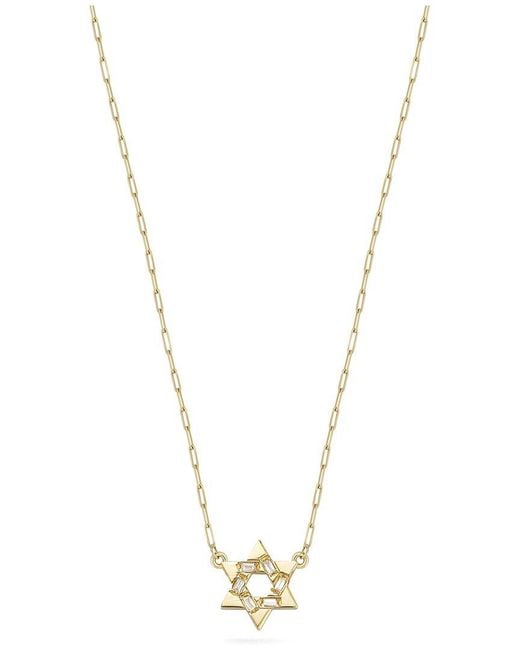 Ember Fine Jewelry Metallic 14K 0.06 Ct. Tw. Diamond Star Of David Paperclip Chain Necklace