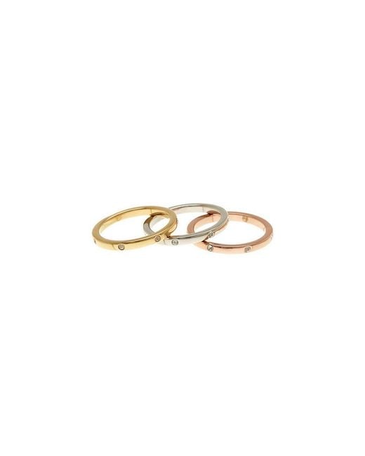 Adornia White Gold & Rhodium Plated Crystal Set Of Rings