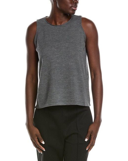 Eileen Fisher Gray Crewneck Wool Shell
