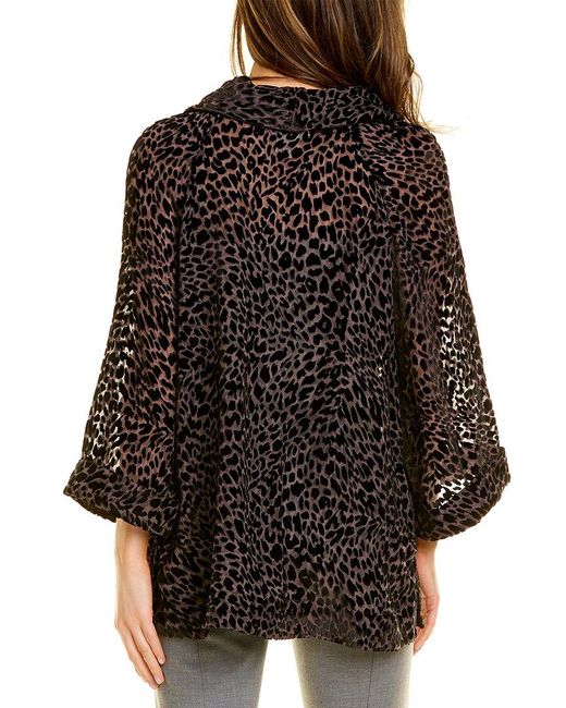 Tommy Bahama Black Tropanimal Burnout Silk-Blend Top