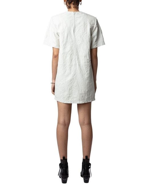 Zadig & Voltaire Gray Riddy Leather Froisse Dress