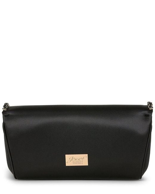 Badgley Mischka Black Talia Satin Clutch