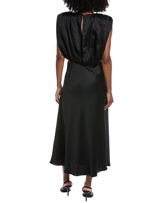 Toccin Black Flora Satin Midi Dress