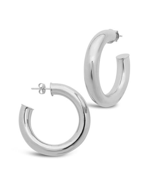 Sterling Forever Multicolor Rhodium Plated Hollow Hoops