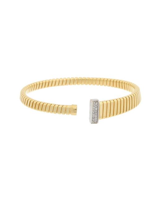 Meshmerise White 18K Over 0.12 Ct. Tw. Diamond Goose Bangle Bracelet