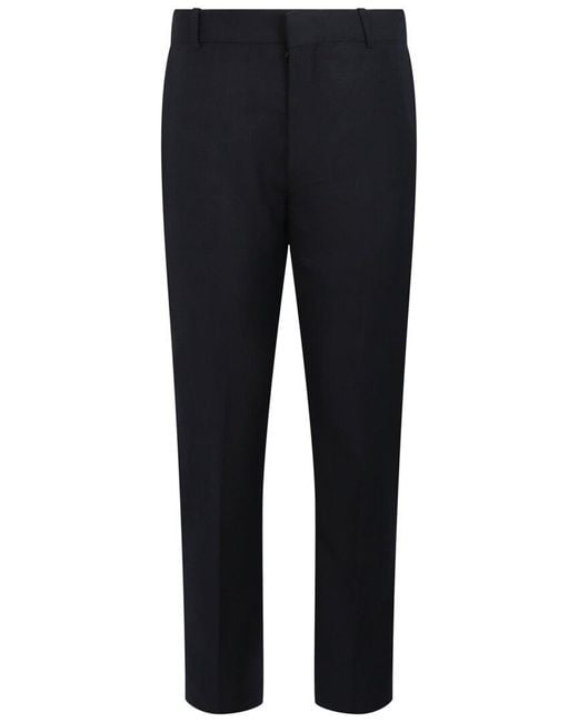 McQueen Blue Slim Fit Cigarette Trousers for men