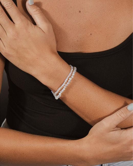 Sterling Forever White Gemstone Set Of 2 Stone Beaded Stretch Bracelets