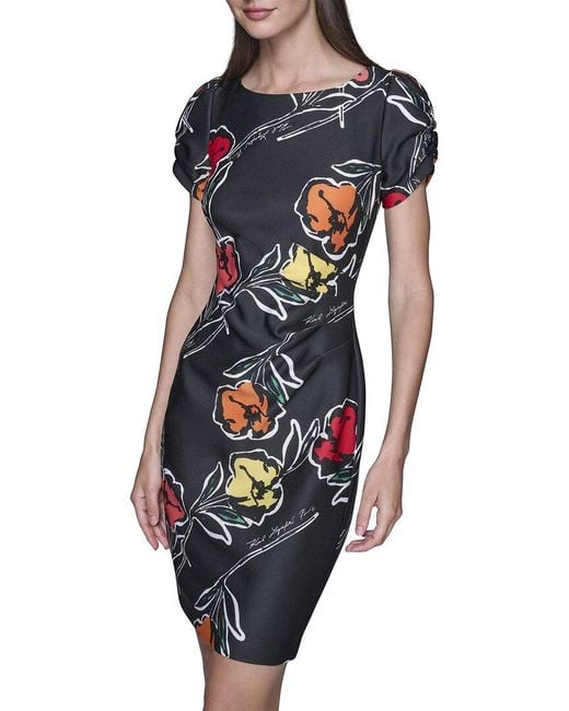 Karl Lagerfeld Blue Short Puff Sleeve Dress
